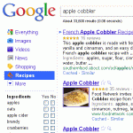 Screen shot of Google Recipe Search