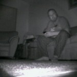 Photo capture from the Brookstone Rover App Controlled Spy Tank using infrared light in complete darkness.