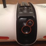 Close-up of the camera and infrared light on the Brookstone Rover App Controlled Spy Tank