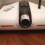 Close-up of the rear of the Brookstone Rover App Controlled Spy Tank. It looks like a rocket or a jet, but it sure doesn't make it run any faster!