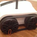 Close-up of the treads on the Brookstone Rover App Controlled Spy Tank