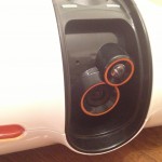 Close-up of the camera and infrared light on the Brookstone Rover App Controlled Spy Tank