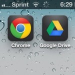 Google Chrome and Google Drive app icons on the iPhone home screen