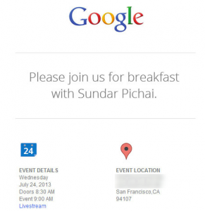 Please join us for breakfast with Sundar Pichai
