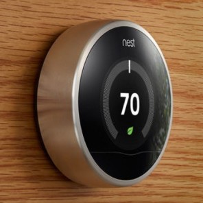 Nest Thermostat Wood Background