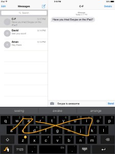 The Swype keyboard running on an iPad with iOS 8. Image credit: Swype