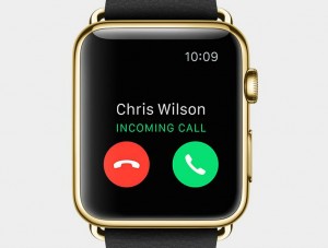An incoming call notification on the Apple Watch Edition.