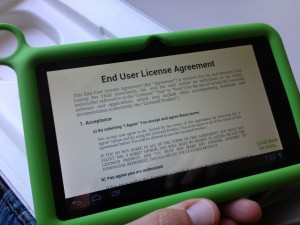 Most mobile devices also require you to agree to an End User License Agreement before you can use them. Photo credit: Wayan Vota/Flickr